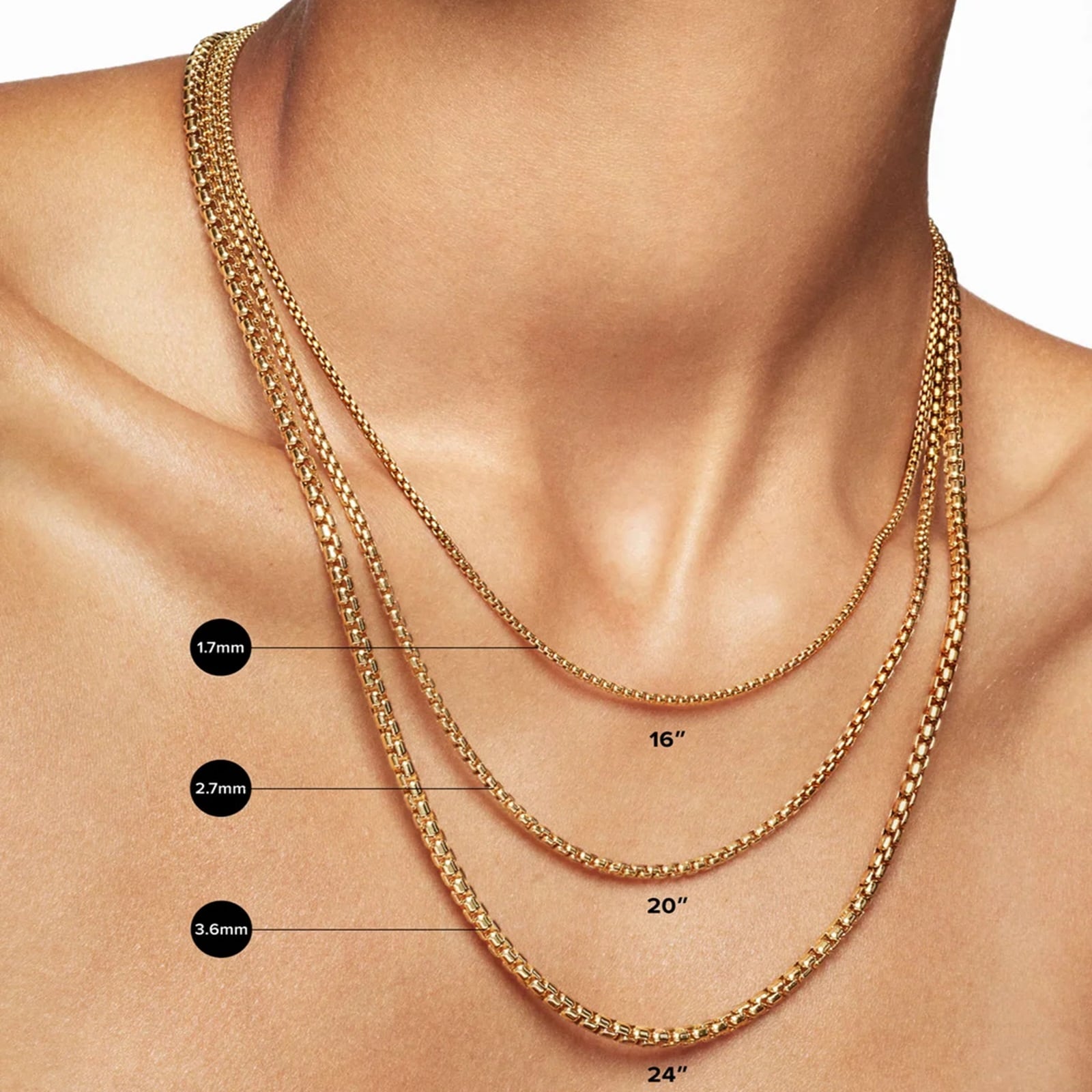 David Yurman Box Chain Necklace In 18ct Yellow Gold, 1.7mm David Yurman Box Chain Necklace In 18ct Yellow Gold, 1.7mm